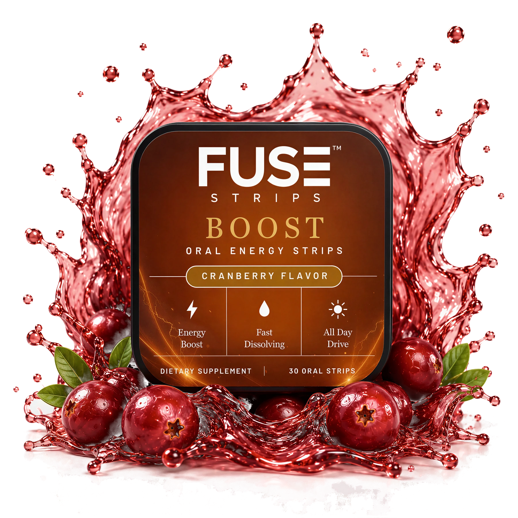 Boost — FUSE oral energy strips, cranberry splash hero