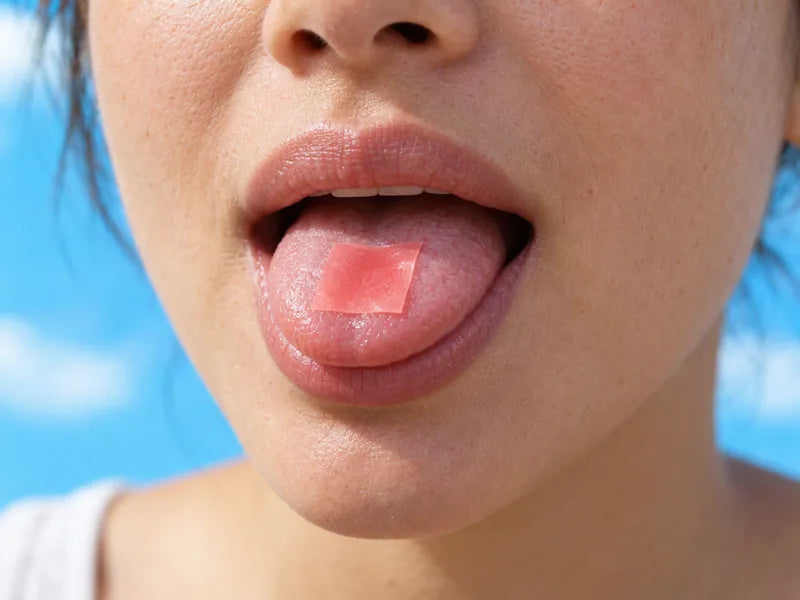A thin strip resting on the tongue