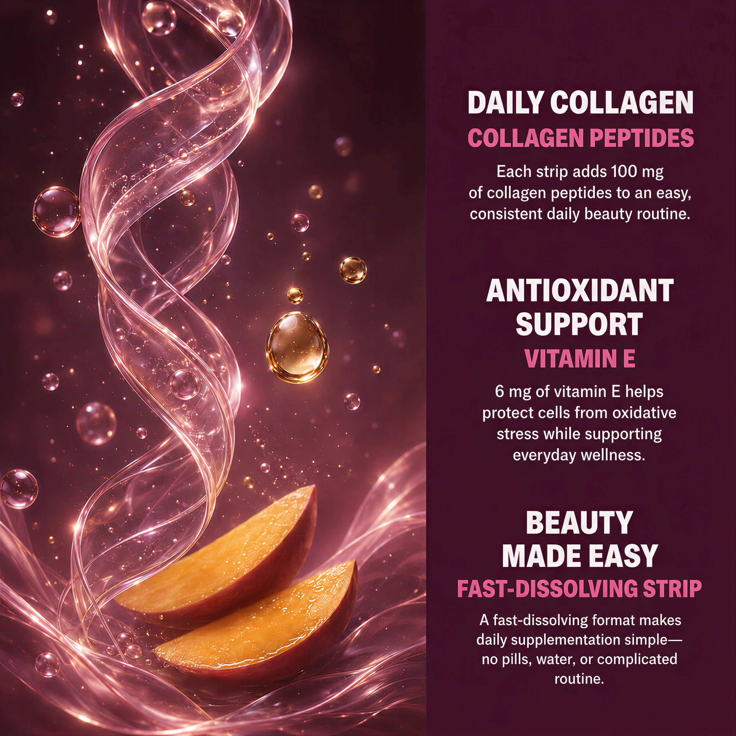 FUSE Shine collagen peptides and vitamin E ingredients
