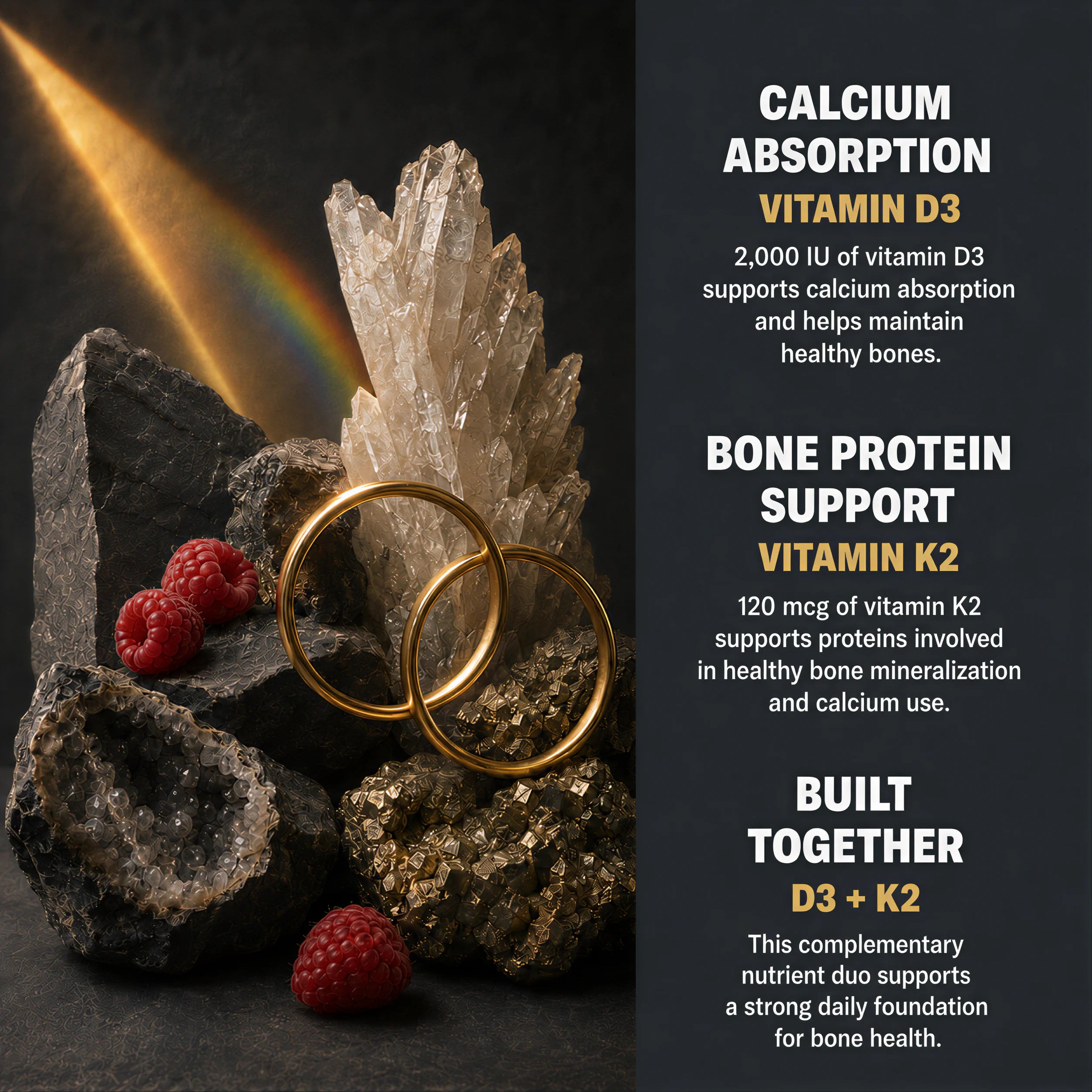 FUSE Solid vitamin D3 and vitamin K2 ingredients