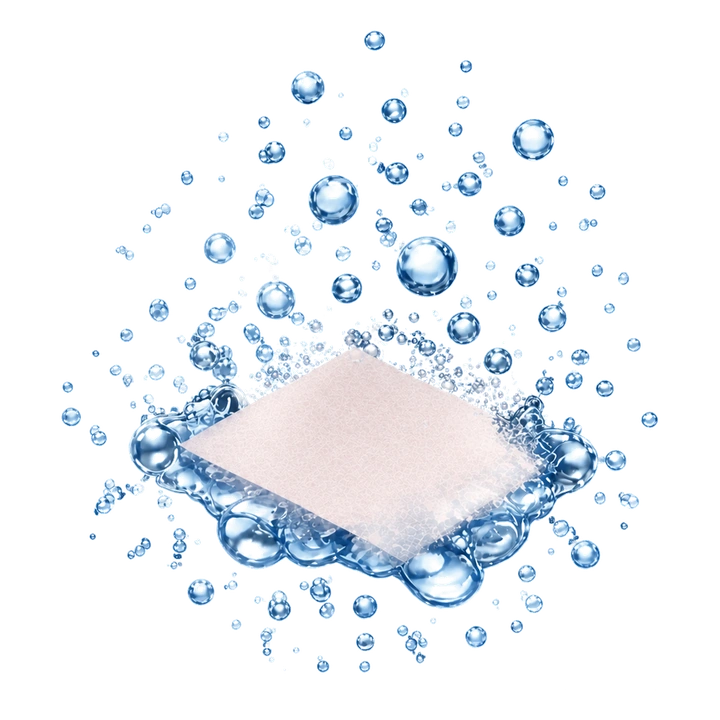 Solid oral strip dissolving in water