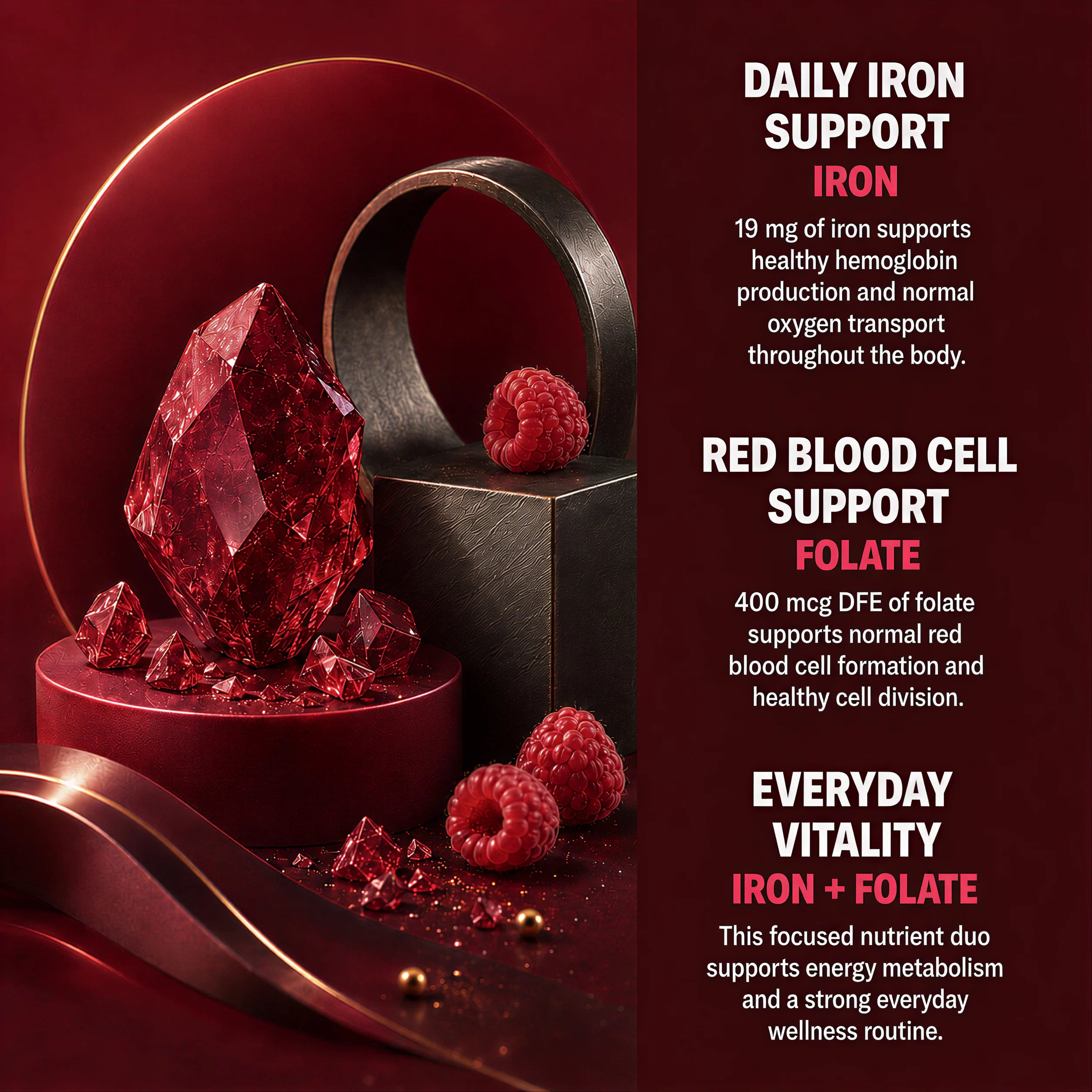 FUSE Vital iron and folate ingredients
